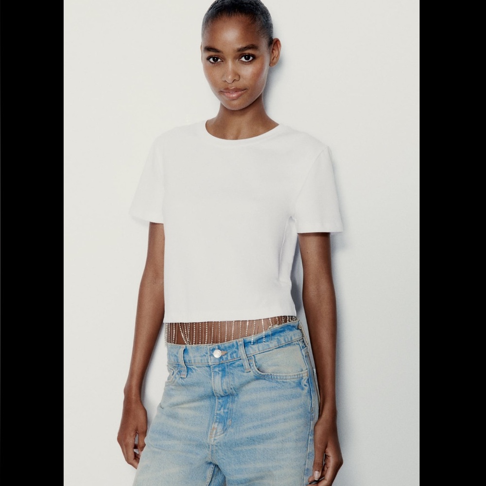 RHINESTONE FRINGE T-SHIRT